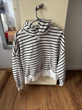 Abercrombie Striped Pullover Hoodie - Black & White